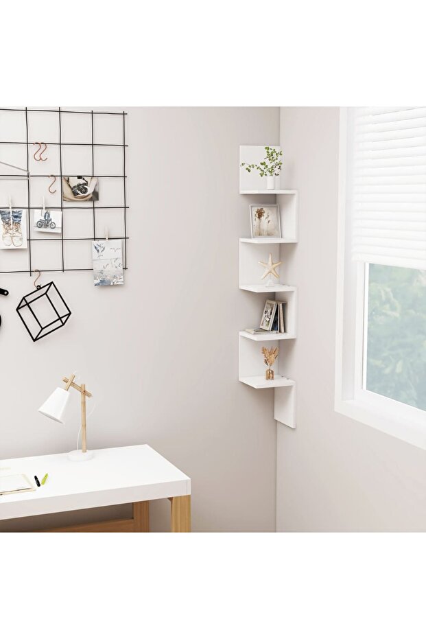 Wall Corner Shelf White 20x20x127.5 cm Engineered Wood