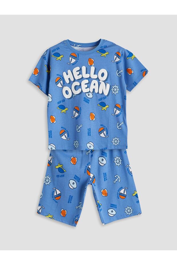 Lcw Kids Printed Boys Shorts Pajama Set