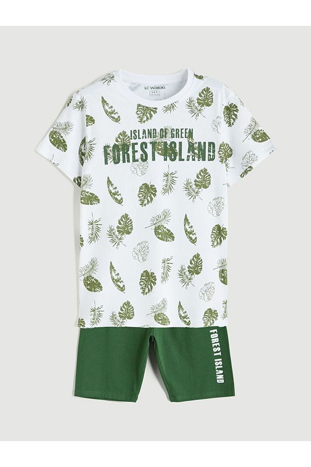 LCW Kids Bisiklet Yaka Erkek Çocuk Şortlu Pijama Takımı - 1