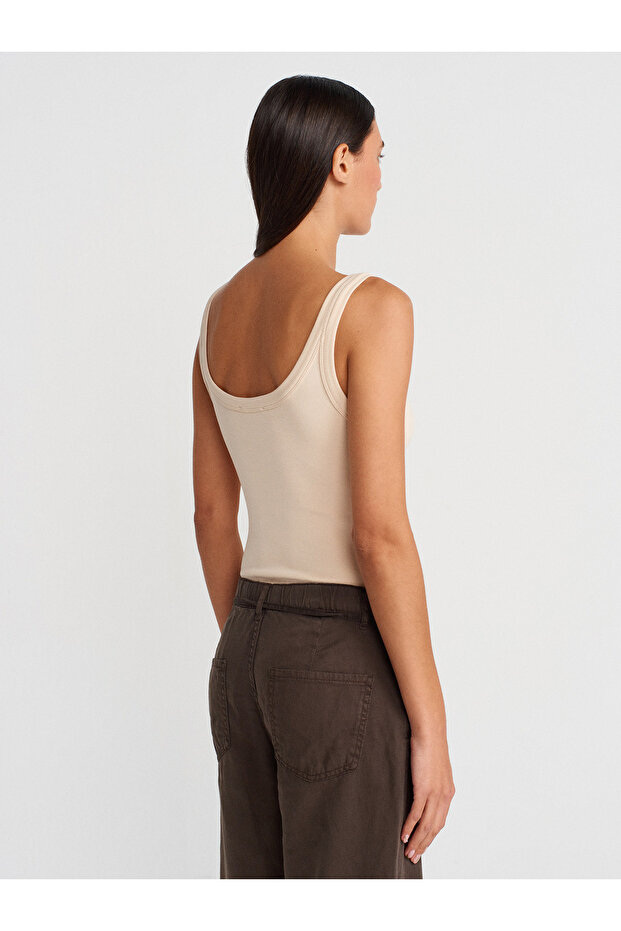 21053 Askılı Bodysuit-Taş - 2