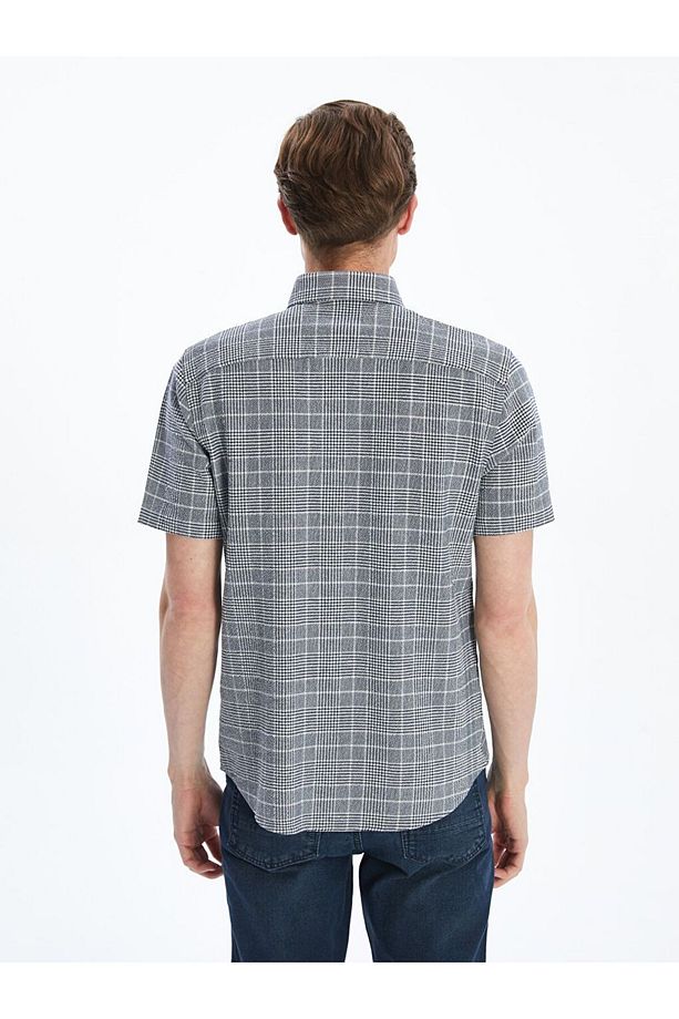 LCWAIKIKI Classic Regular Fit Kısa Kollu Ekose Poplin Erkek Gömlek - 4