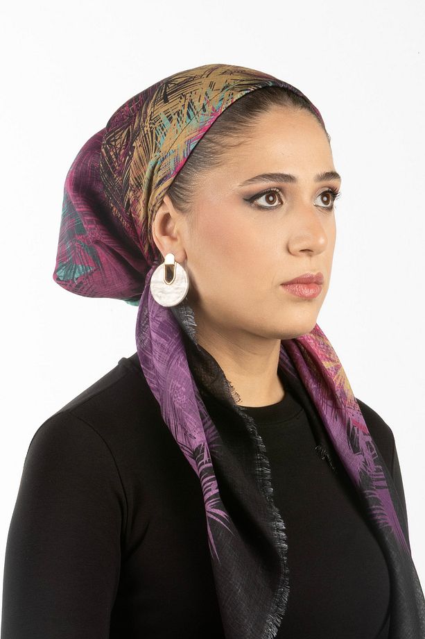Yeni Tasarım Tak-Çıkart Bone Eşarp - Desenli, Ayarlanabilir Ense Lastik, Kaymaz Kadife Şerit - 1