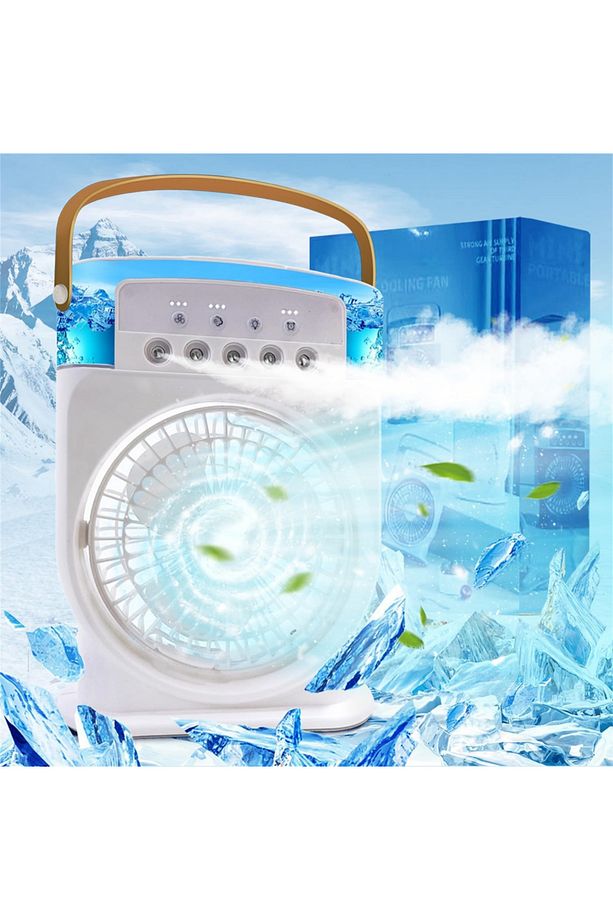 Vanilatör Şarjlı 600 ml Su Hazneli Taşınabilir Masaüstü Vantilatör - Güçlü Fan ve 2000 mAh Pil - 2