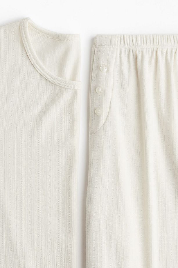 Delik Desenli Jarse Pijama Takımı - 6