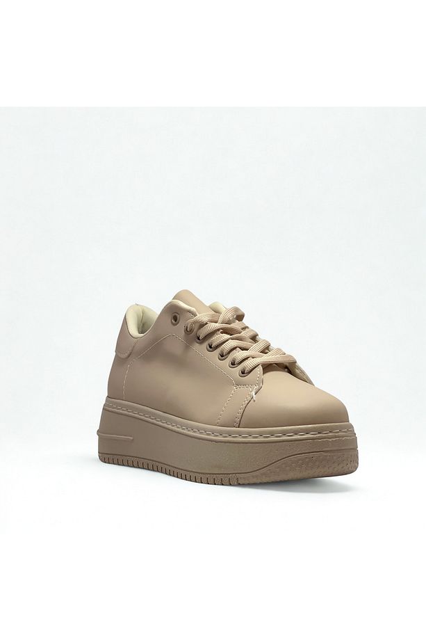 Kadın Nut Rengi Kalın Yüksek Topkulu Kaliteli Spor Sneaker Ayakkabı- Rahat Taban - 3