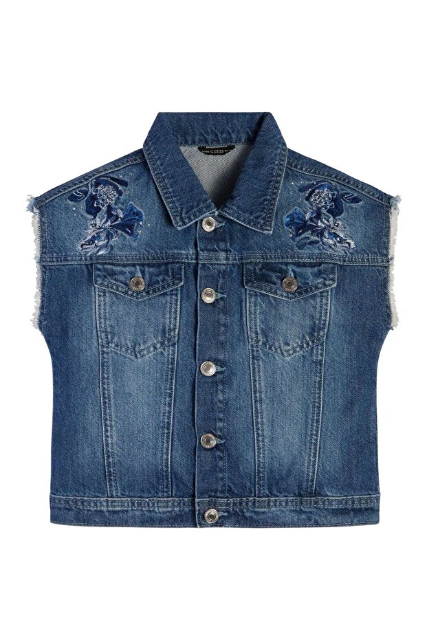 DENIM VEST W/EMBROID - 1