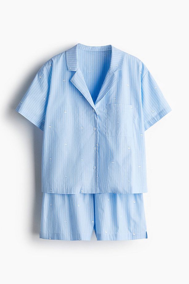 Gömlek ve Şortlu Pijama Takımı - 6