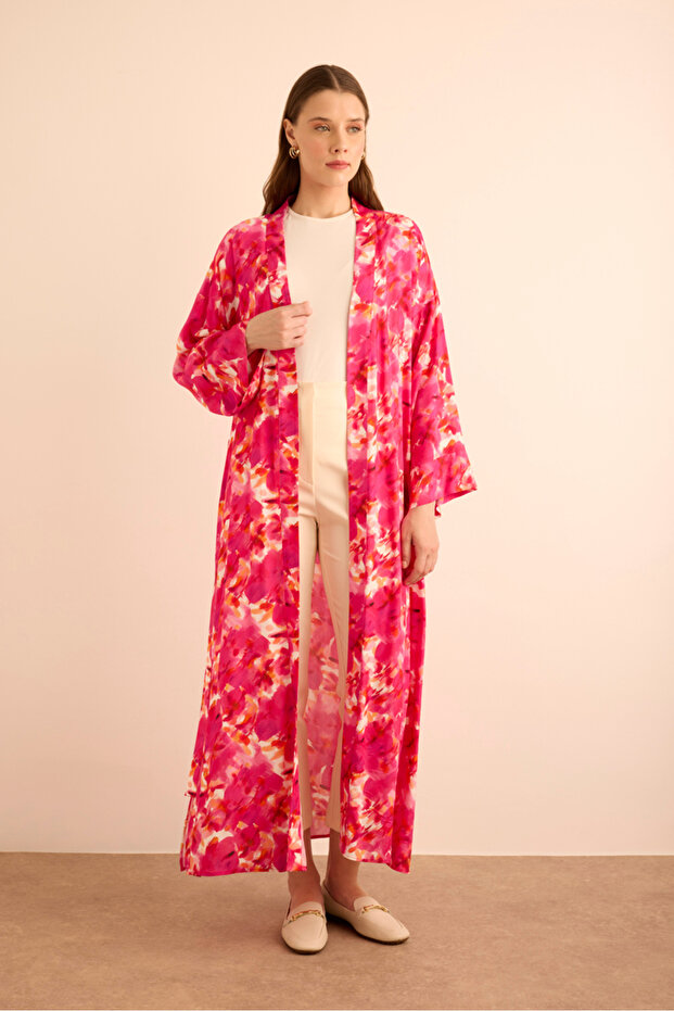Desenli Viscon Kimono - 5