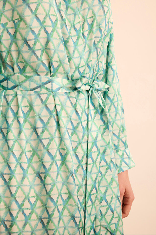 فستان قميص بنمط هندسي - 5