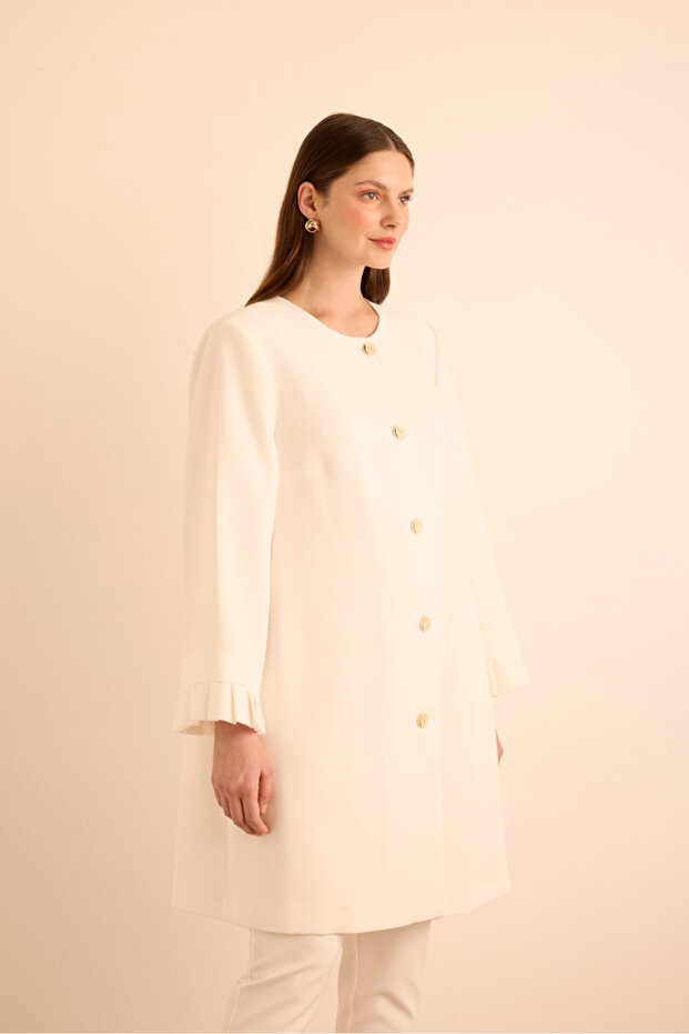 قبعة بتفاصيل مطوية على الأكمام - 3