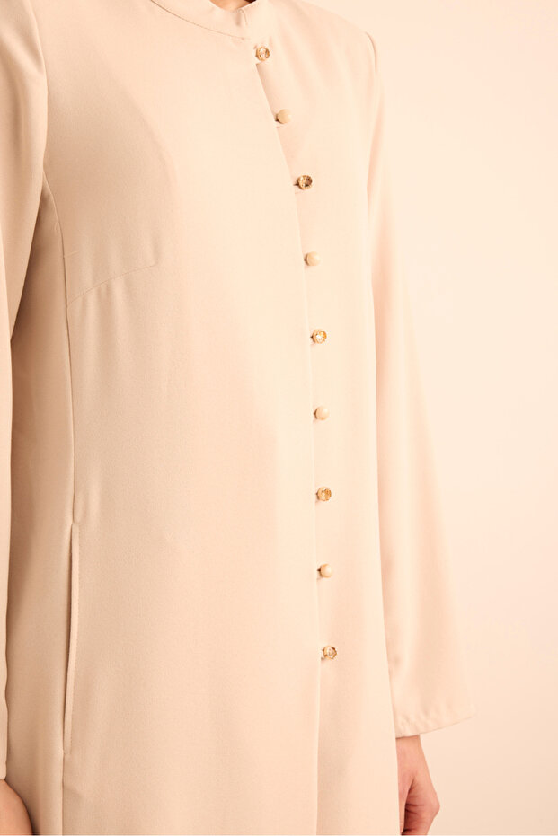 Brit Düğme Detaylı Ferace - 5