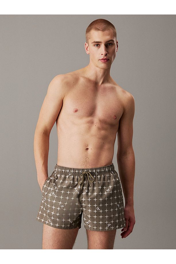Short Drawstring Swim Shorts - CK Monogram - 1