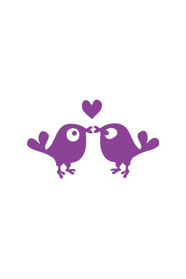 Cute Birds Car Sticker 17X17 cm Purple
