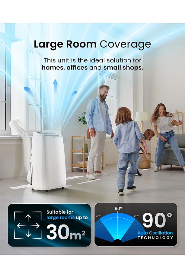 4'ü 1 Arada 12.000 BTU Akıllı Klima Isıtma, Soğutma, WiFi, Zamanlayıcı, Enerji Sınıfı A - 2