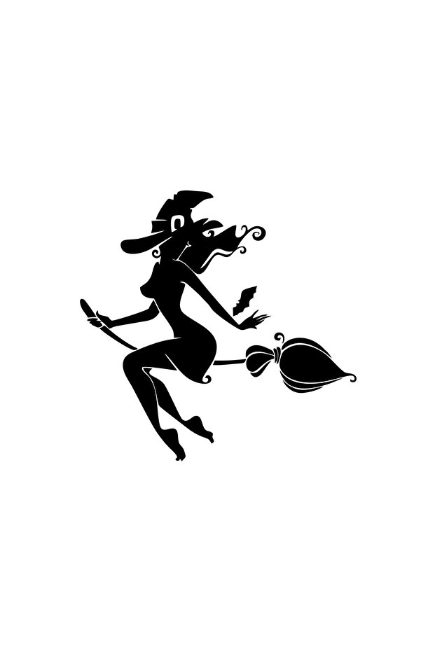 Witch Car Sticker 17X17 cm Black