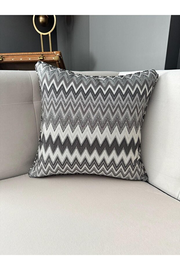 غطاء وسادة منسوج بنمط متعرج من ماريا باللون الرمادي - 2