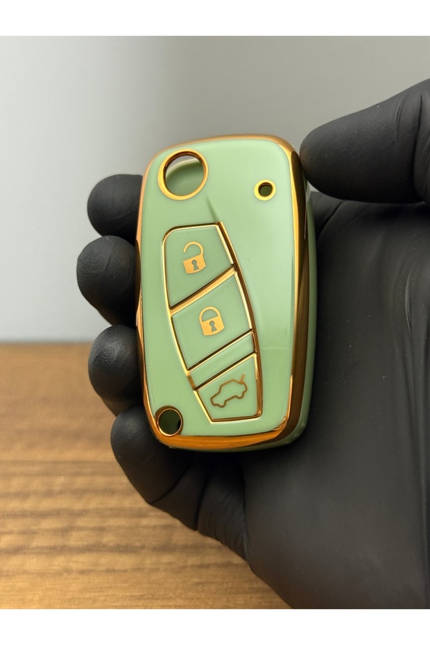 Fiat Fiorino, Linea Compatible Switchblade 3 Button Silicone Key Control Protection Nano Case – Green Color