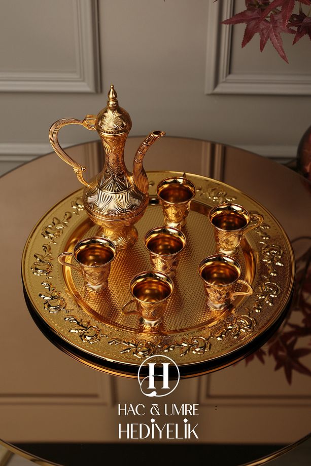 Zemzem Takımı | Gold Zemzem Sunum Seti | Zemzem Tepsisi, İbrik ve Fincan Seti - 3