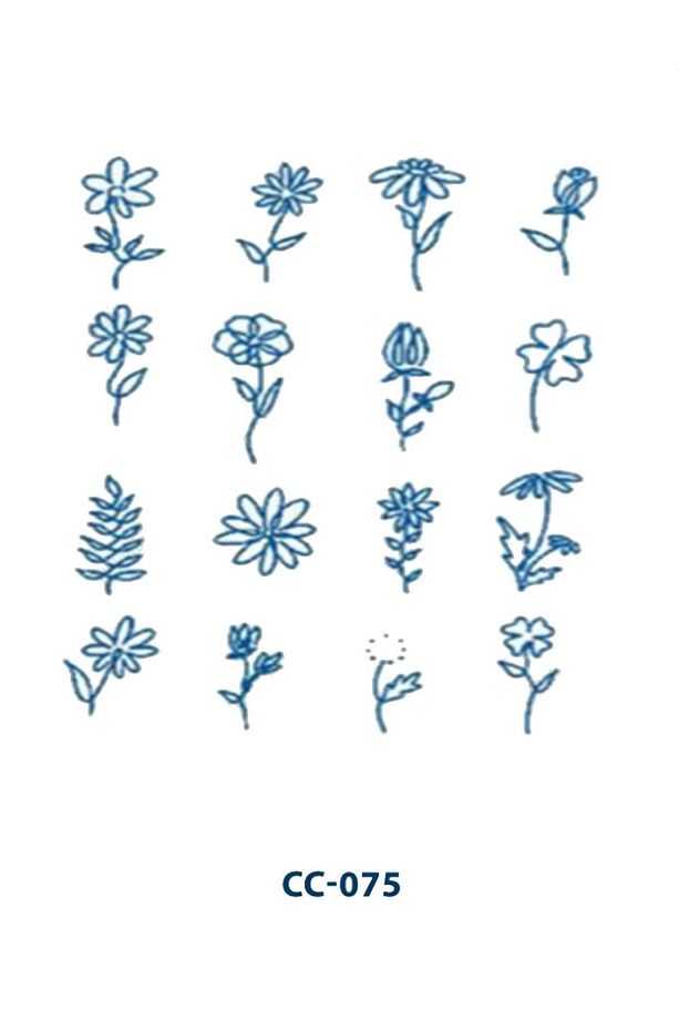 CC-075 YARI KALICI ÇOKLU GÜL VE ÇİÇEK DESEN PARMAK VE VUCUT DÖVME-TATTO - 1
