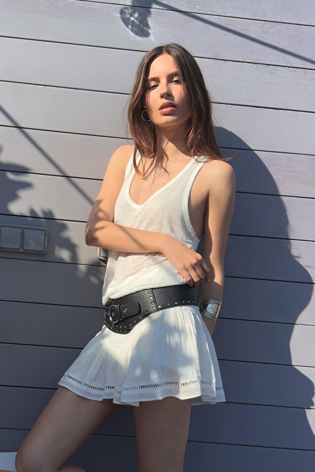 Dokulu mini etek - 4