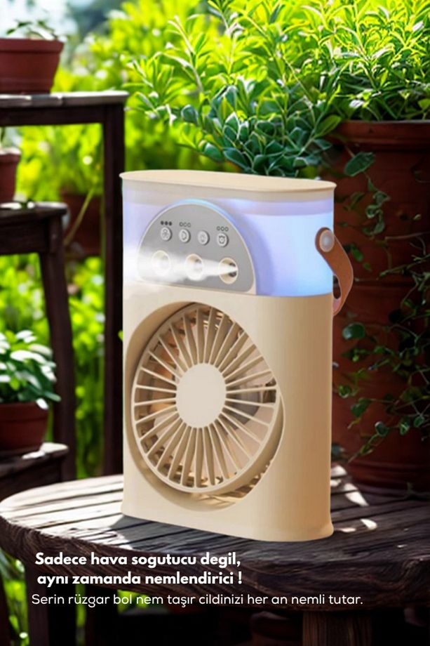 Taşınabilir Su Püskürtmeli Masa Üstü Fan 250ML Hazne 7 Renk LED Işık Zaman Ayarlı Buz Eklenebilir - 8