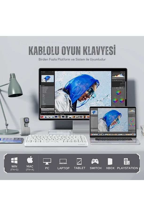 Ajazz AK680 Max HE Kablolu Manyetik Switch Klavye-8000Hz-0.125Ms - 4