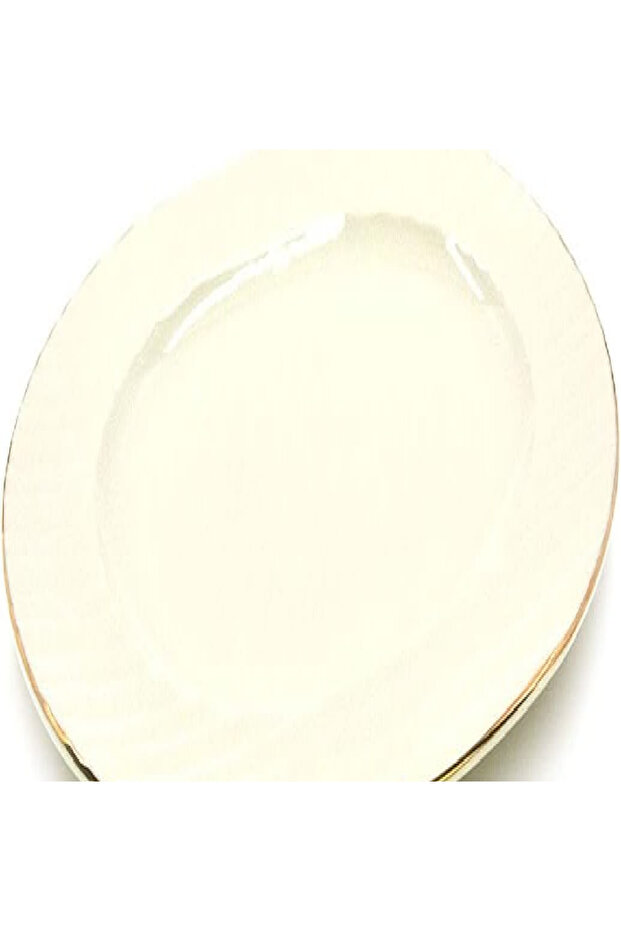 Oval Platter 34 cm – Elegant White & Gold Serveware
