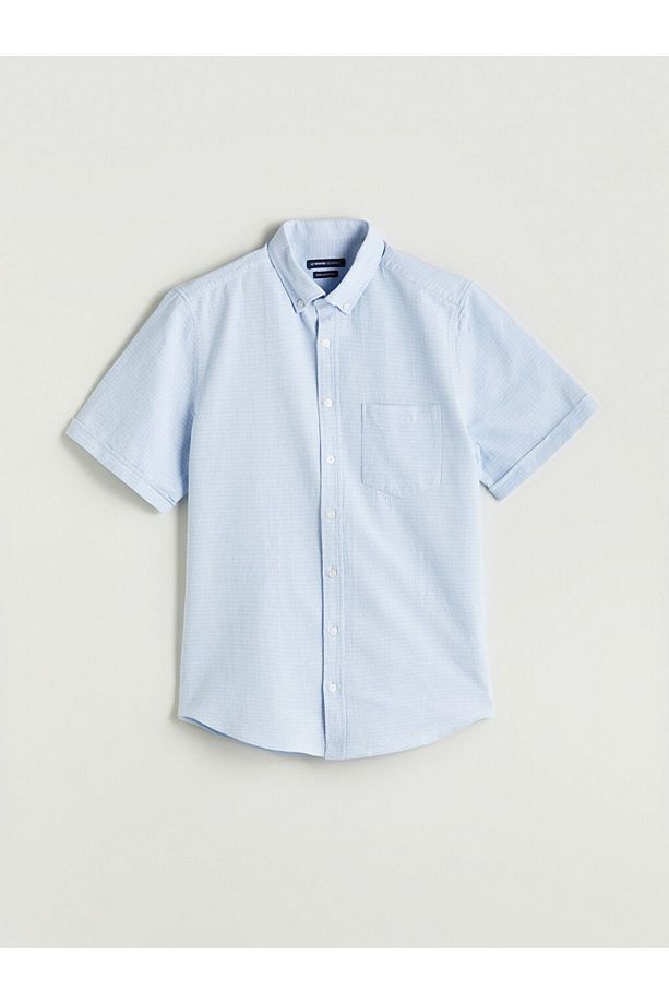 LCWAIKIKI Classic Regular Fit Kısa Kollu Armürlü Erkek Gömlek - 1