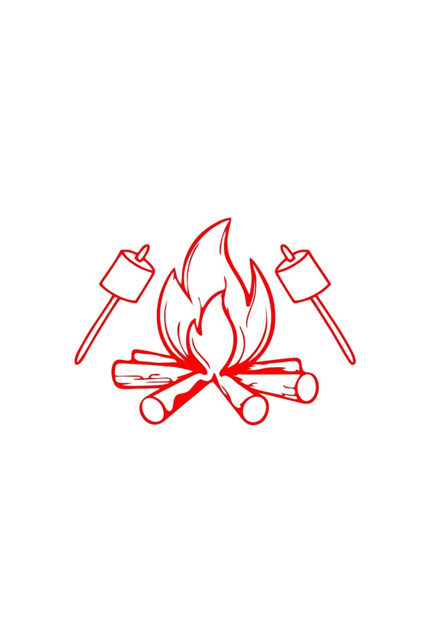 Campfire Car Sticker 17X17 cm Red