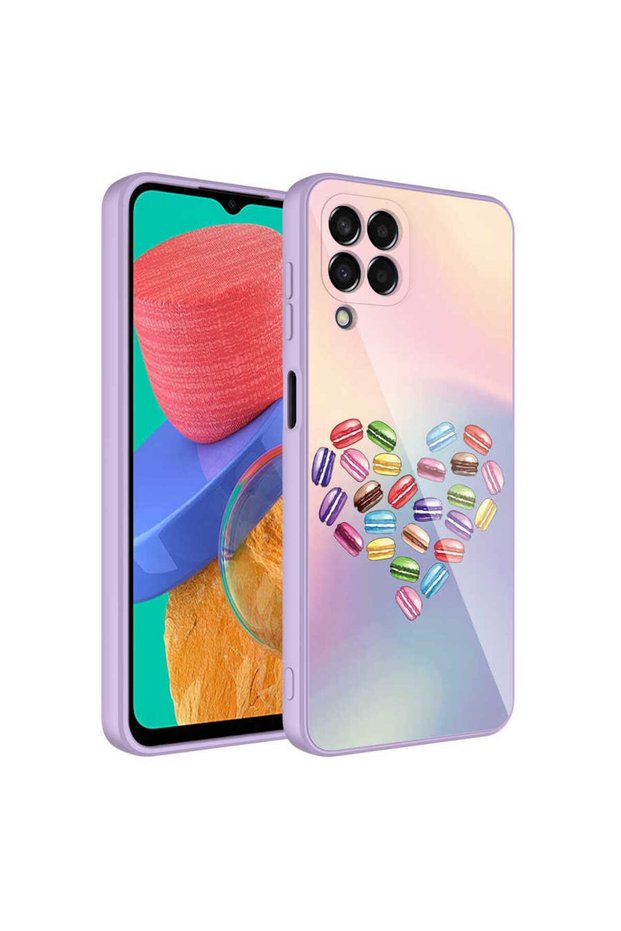 Galaxy M33 Case Patterned Hard Silicone Epoxy Cover with Camera Protection - No1