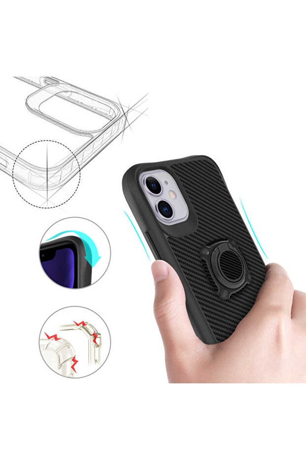 حافظة تيمو متوافقة مع هاتف آيفون 11 - أسود - 3