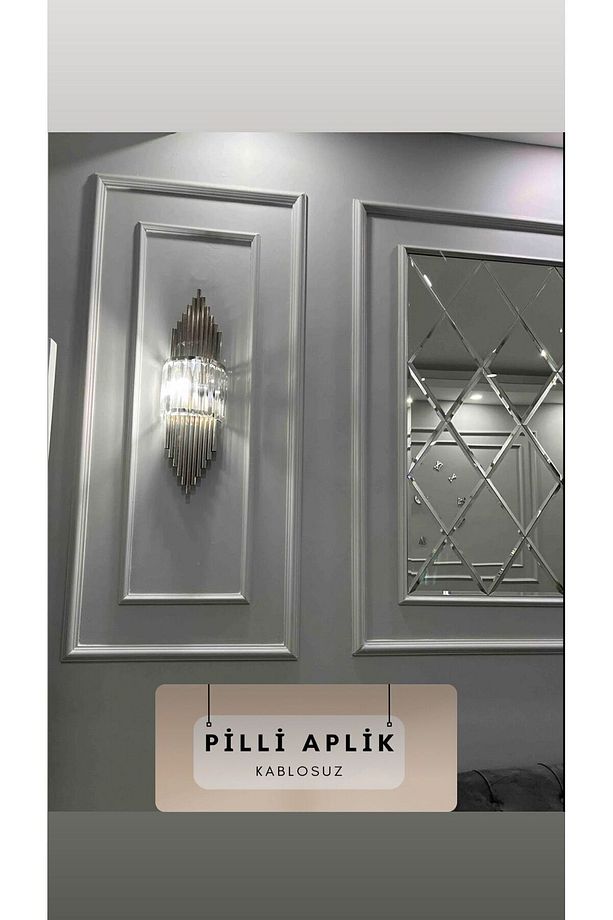 Pilli Aplik Krom Rengi Duvar Lambası - 3