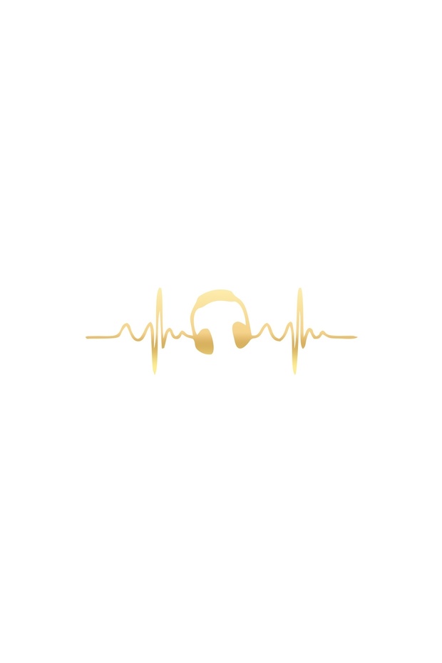 Heartbeat Headphone Car Sticker 17X17 cm Gold