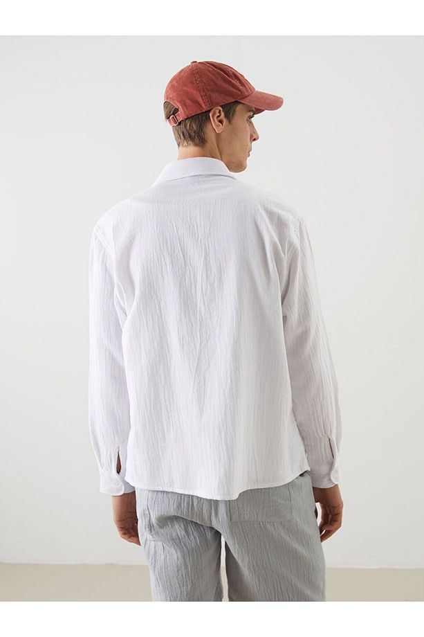 XSIDE Regular Fit Müslin Kırışıklı Erkek Gömlek - 4