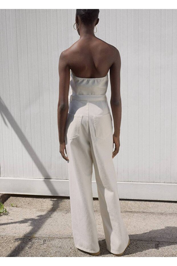 Kemerli denim tulum - 4