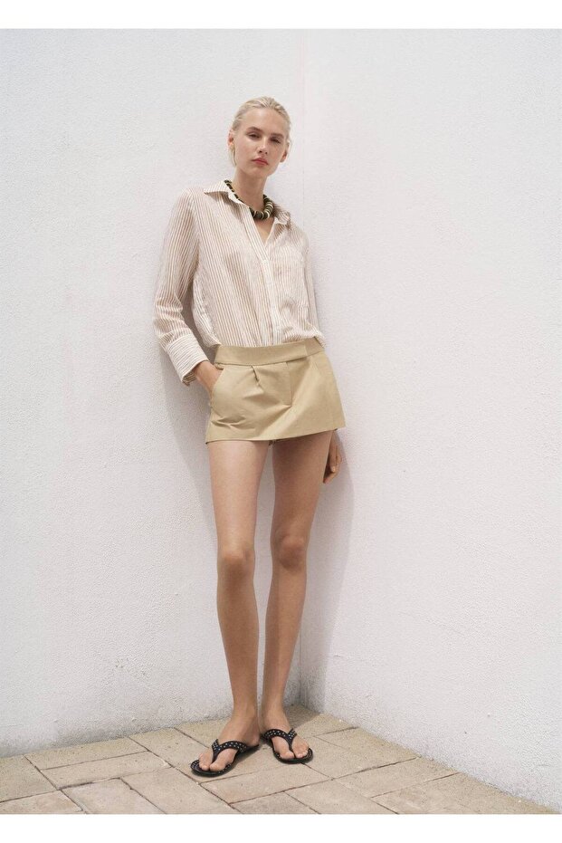 Çizgili yarı transparan gömlek - 2