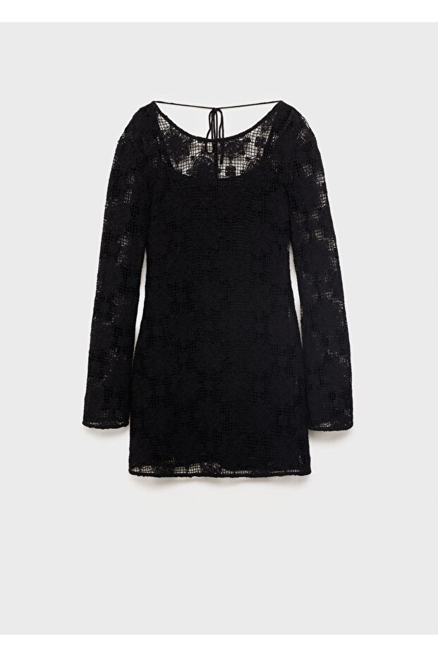 Dantel kısa elbise - 3