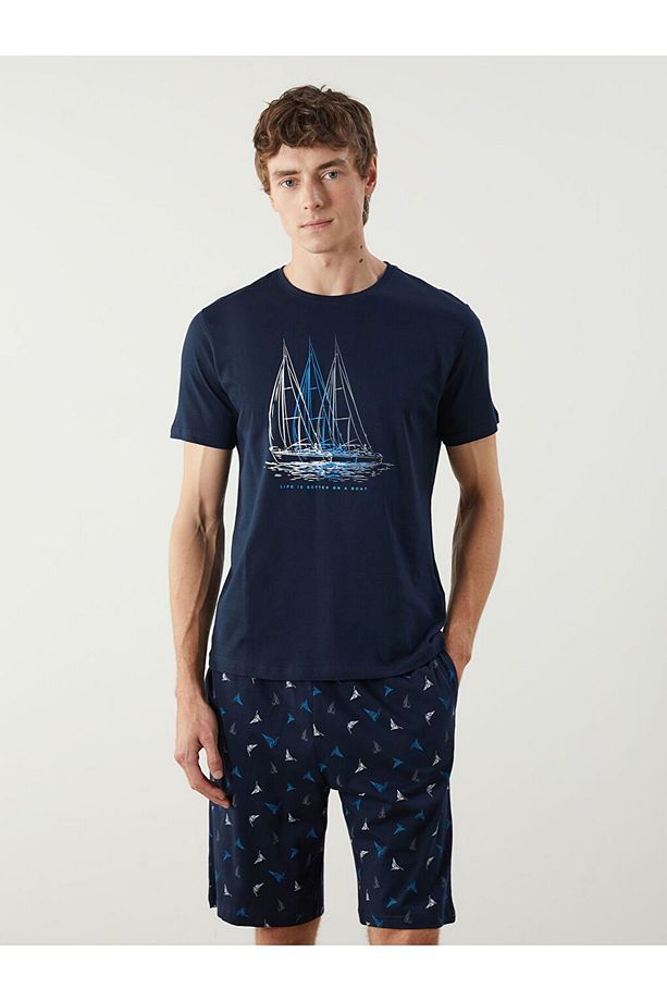Standart Kalıp Erkek Şortlu Pijama Takımı - 1