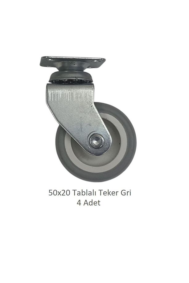 Ofis Koltuk Dolap Etajer 360 Derece Döner 50 X 20 Tablalı Teker Gri 50 mm (4 Adet) - 2