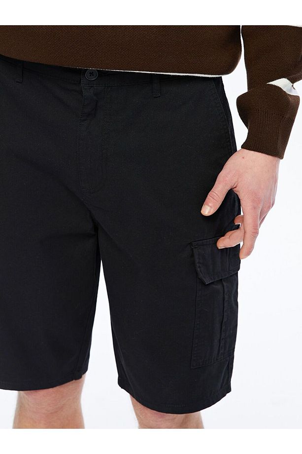 XSIDE Standart Kalıp Gabardin Erkek Kargo Şort - 3