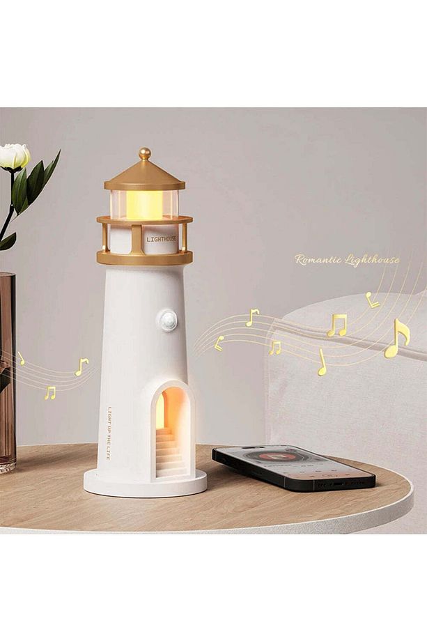 Ay Işığı Deniz Feneri Projektör Lamba – Bluetooth Hoparlörlü Ve Hareket Sensörlü Gece Lambası - 2