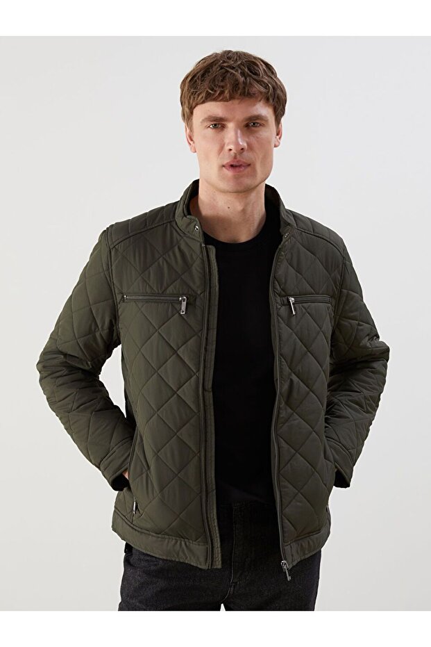 Lcwaikiki Classic Standard Fit Biker Collar Quilted Men's Coat