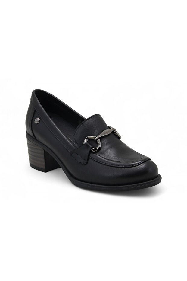 D25Ya-3325 Leather Heeled Women's Shoes