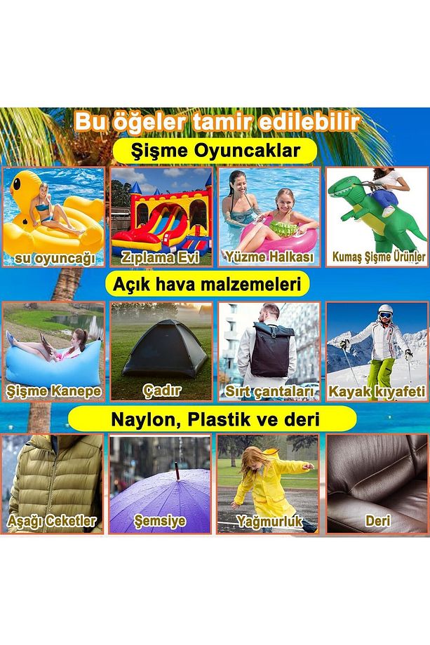 Intex Şişme Simit, Havuz, Yatak ,Bot Tamir Onarım Yaması- Onarım Kiti 12'li Paket M-59631 - 3