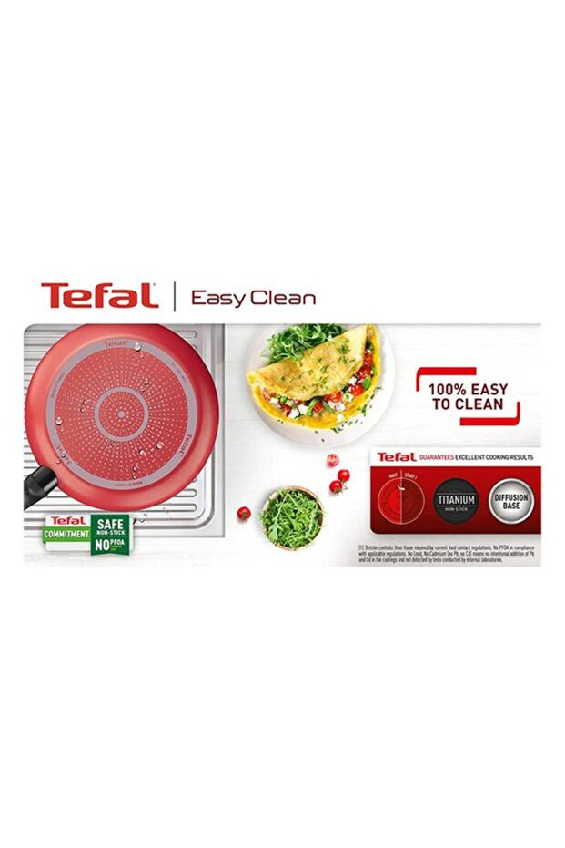 Tefal Easy Clean Non Stick Fixed Handle Frying Pan Red and Black 26cm - 4
