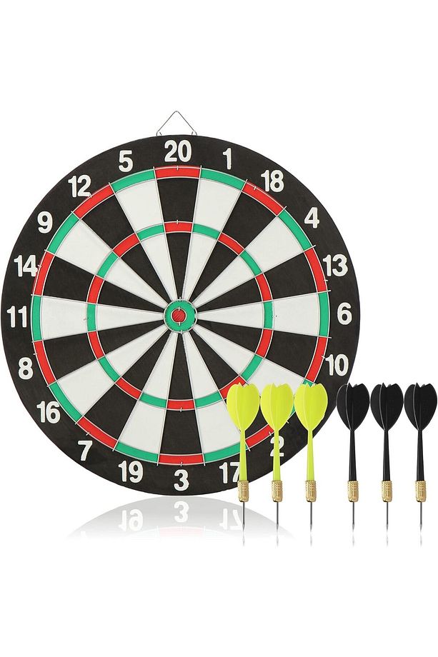 Dart Tahtası Seti 6 Ok Dahil Duvar Tipi Çift Taraflı Dart Oyunu Hedef Spor Eğlence Vıp Hediyelik Set - 3