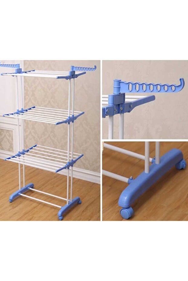 Foldable Vertical Drying Rack Mobile Ergonomic, Hanger Support, Height 175 cm - 2