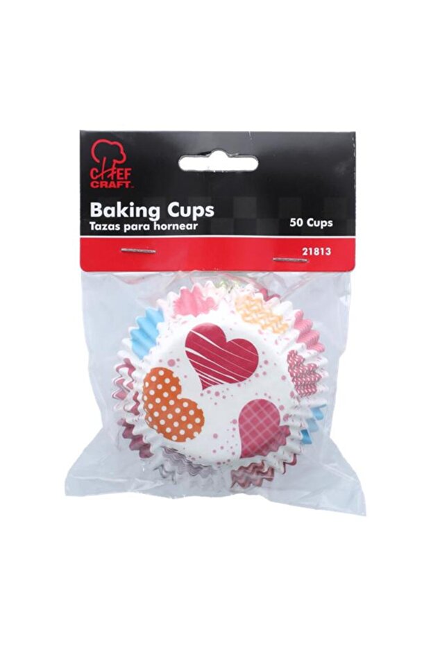 Chef Craft 50-Piece Heart Design Baking Cup Multicolor