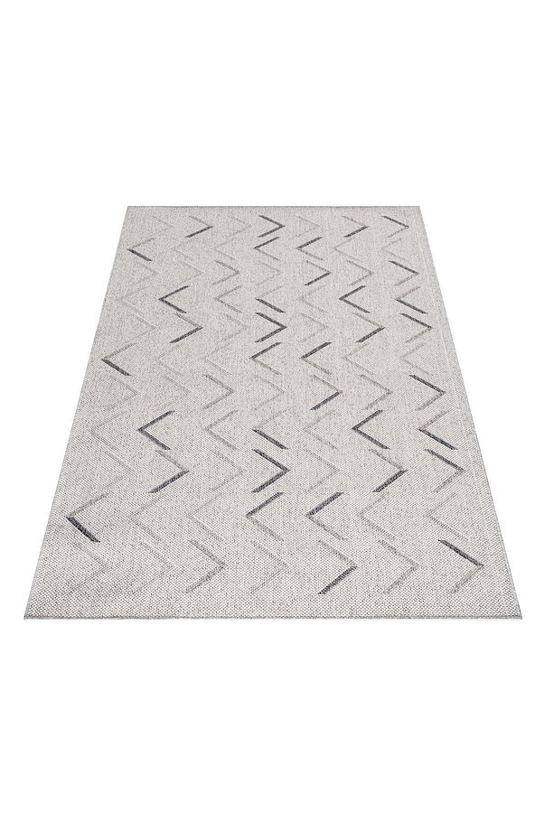Dış Mekan Teras Halısı Sisal Hasır görünümlü Zigzag desenli Krem Bej Dokuma Halı - 3