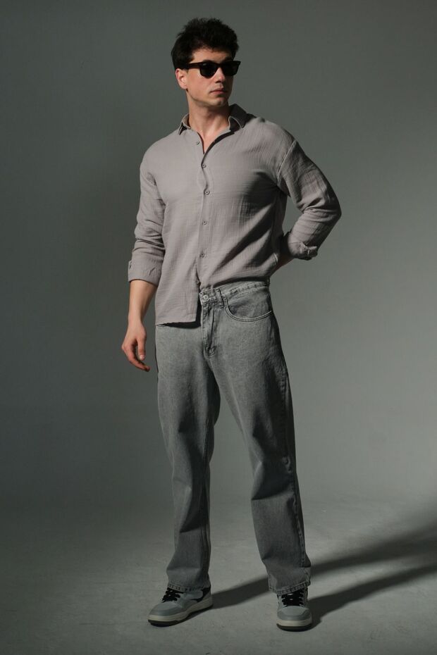 "100% Cotton Jean Fabric Straight Leg Casual Baggy Men's Pants @Mantova